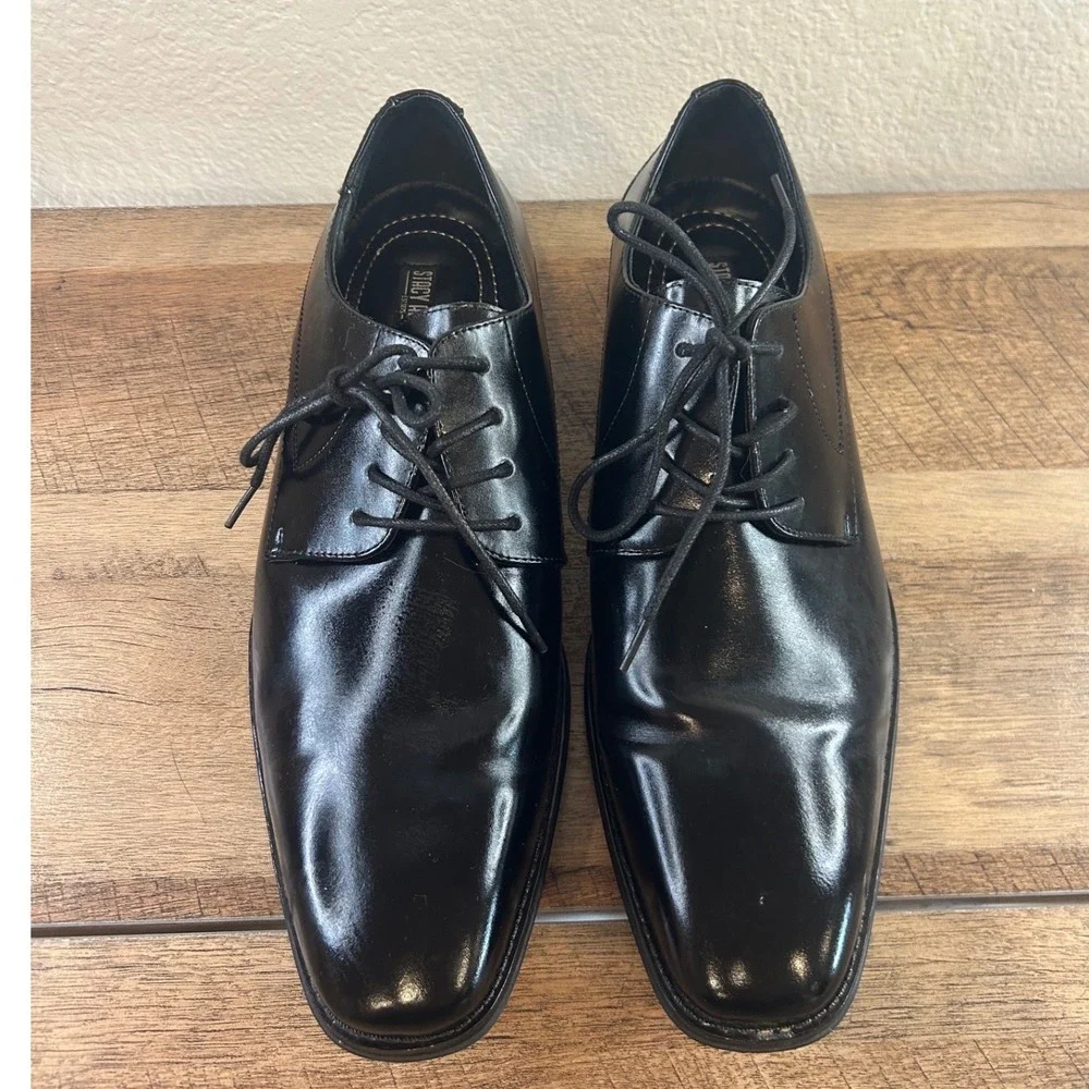 Stacy Adams Mens Black‎ Plain Toe Derby Dress Shoes 20144-001 Size 12M